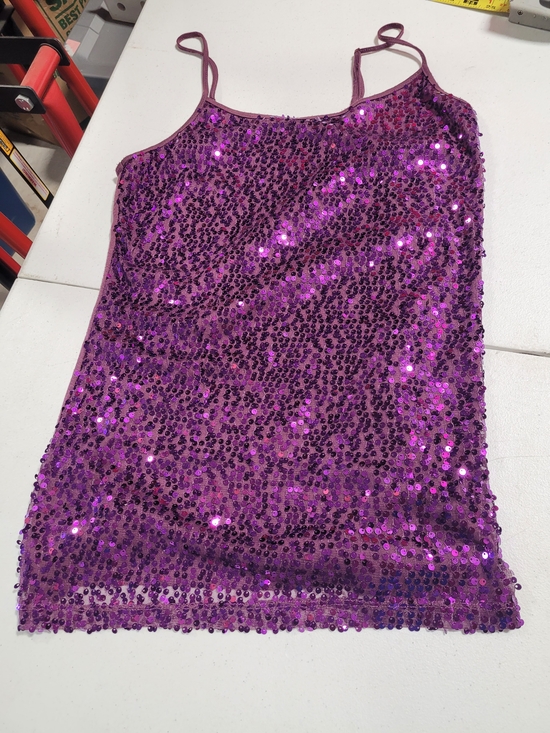 Weavers Tops - Weavers Purple Sequin Spaghetti Strap Top